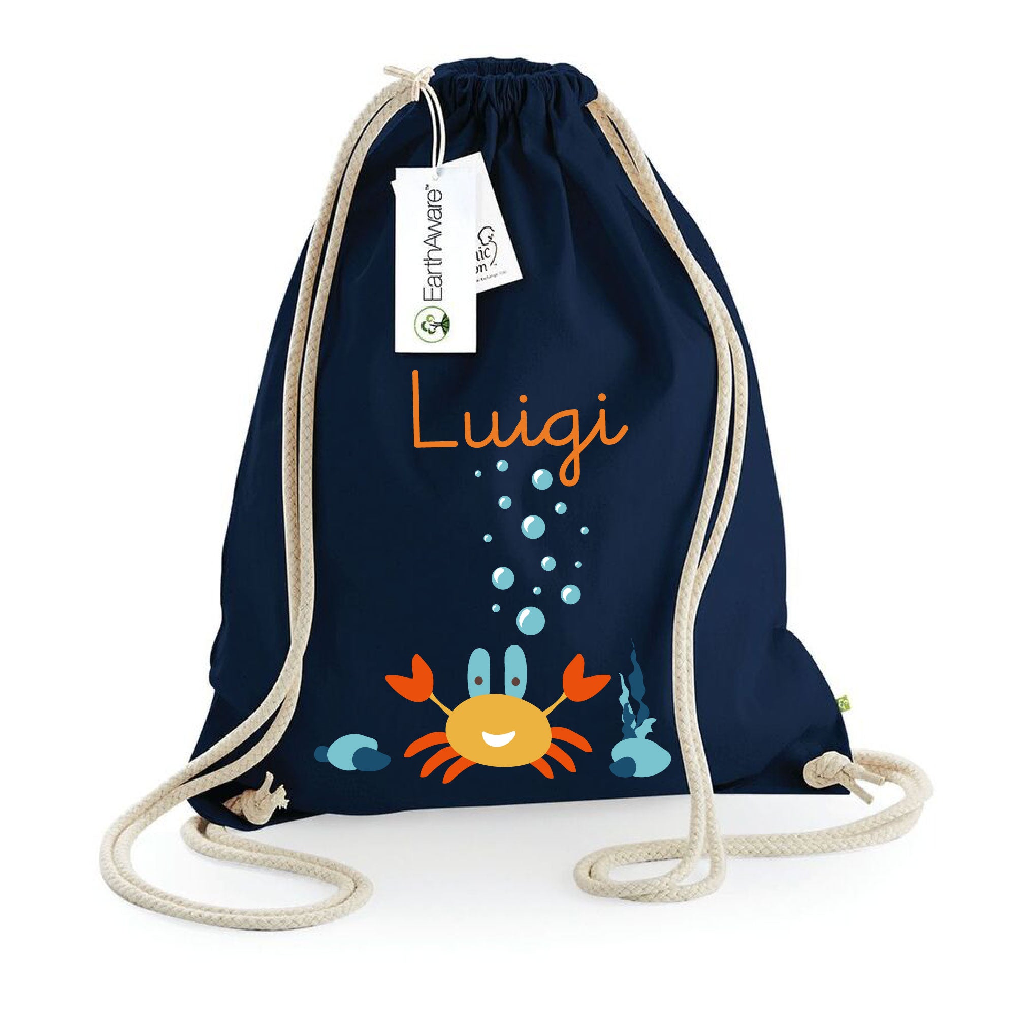 Zaino a sacca in cotone pesante granchietto - Be Brave Boutique