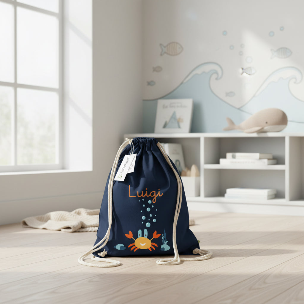 Zaino a sacca in cotone pesante granchietto - Be Brave Boutique