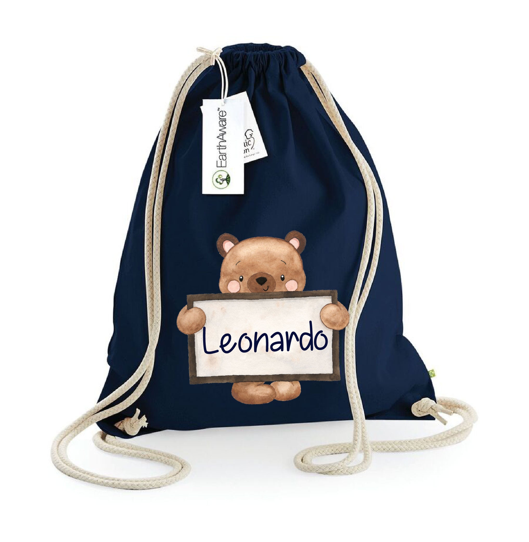 Zaino a sacca in cotone pesante Orsetto Lavagna - Be Brave Boutique