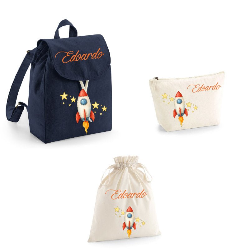 Set asilo Mini Zaino, Sacchetto cambi e beauty Razzo - Be Brave Boutique