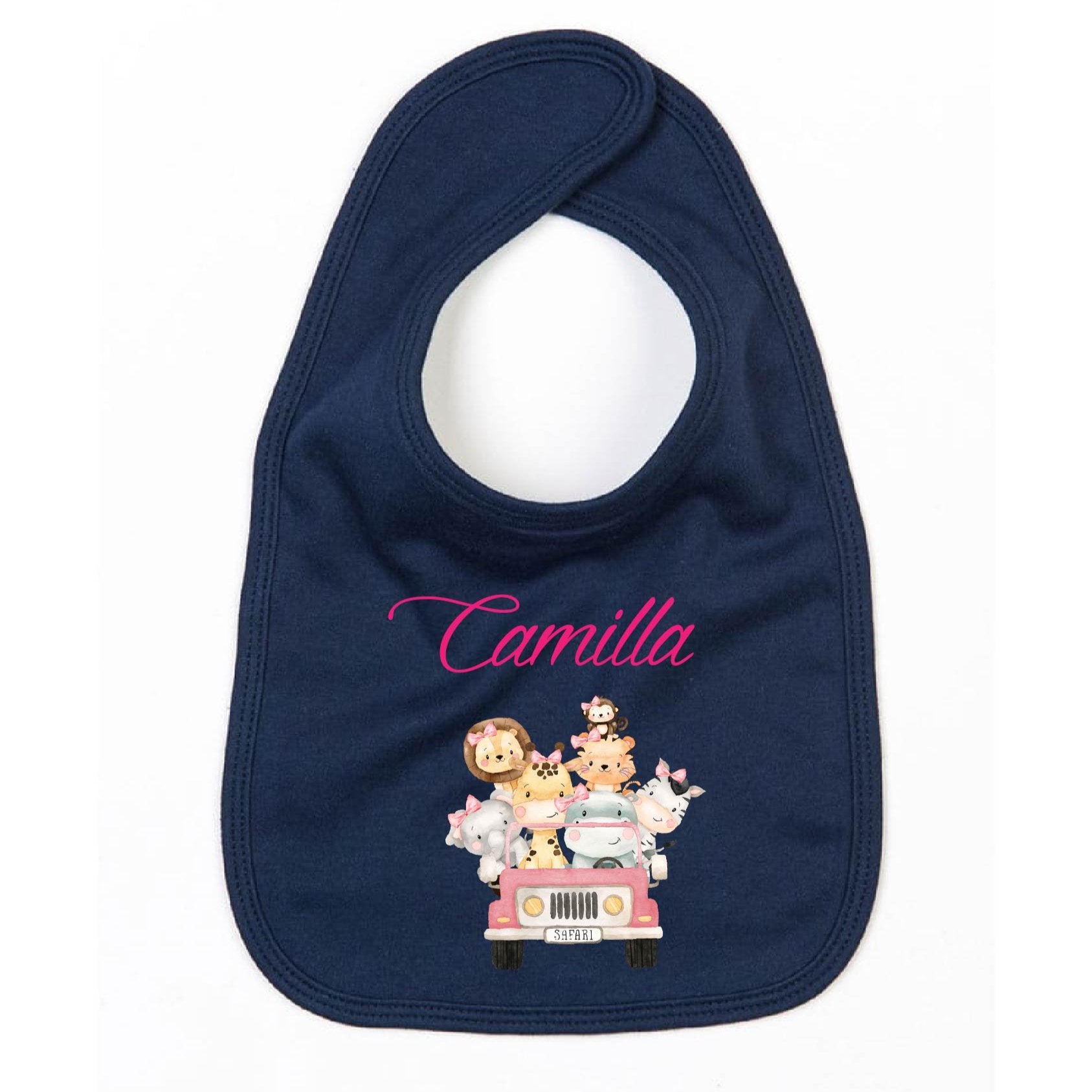 Bavaglino in Cotone organico safari Rosa personalizzabile - Be Brave Boutique