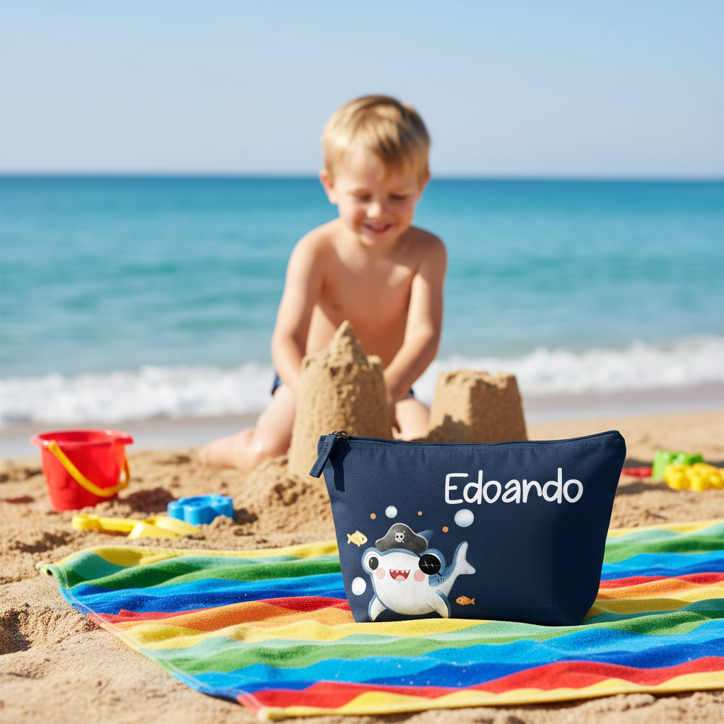 Pochette in cotone organico personalizzabile Baby Shark - Be Brave Boutique