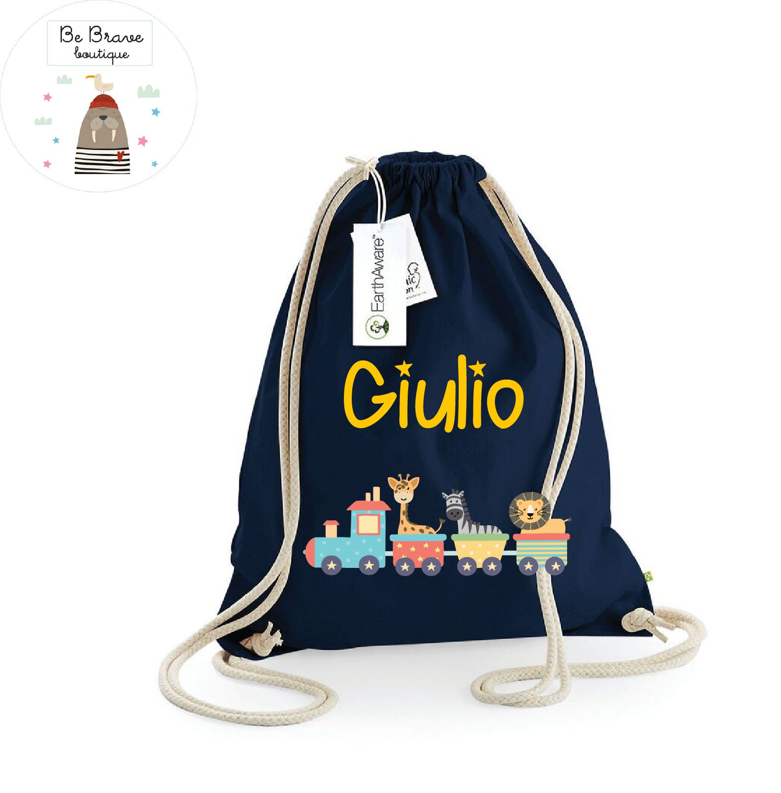 Zaino Sacca Asilo Personalizzato – Bambino Trenino