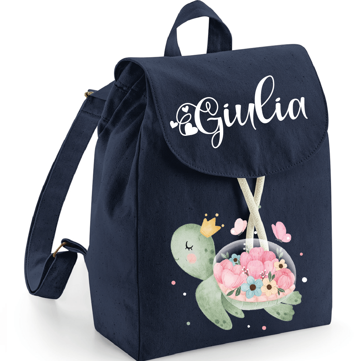 Mini Zaino in cotone Tartaruga Fiori - Be Brave Boutique