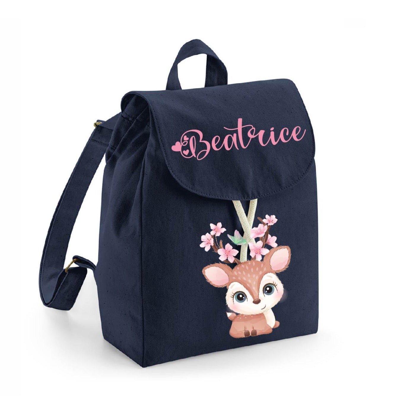 Mini Zaino in cotone Cerbiatto fiori di pesco - Be Brave Boutique