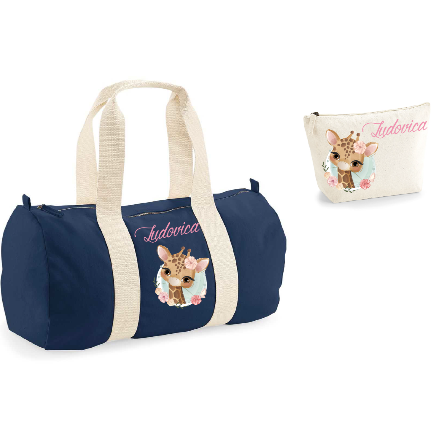 Borsone pochette in cotone personalizzabile Dolce Giraffa - Be Brave Boutique