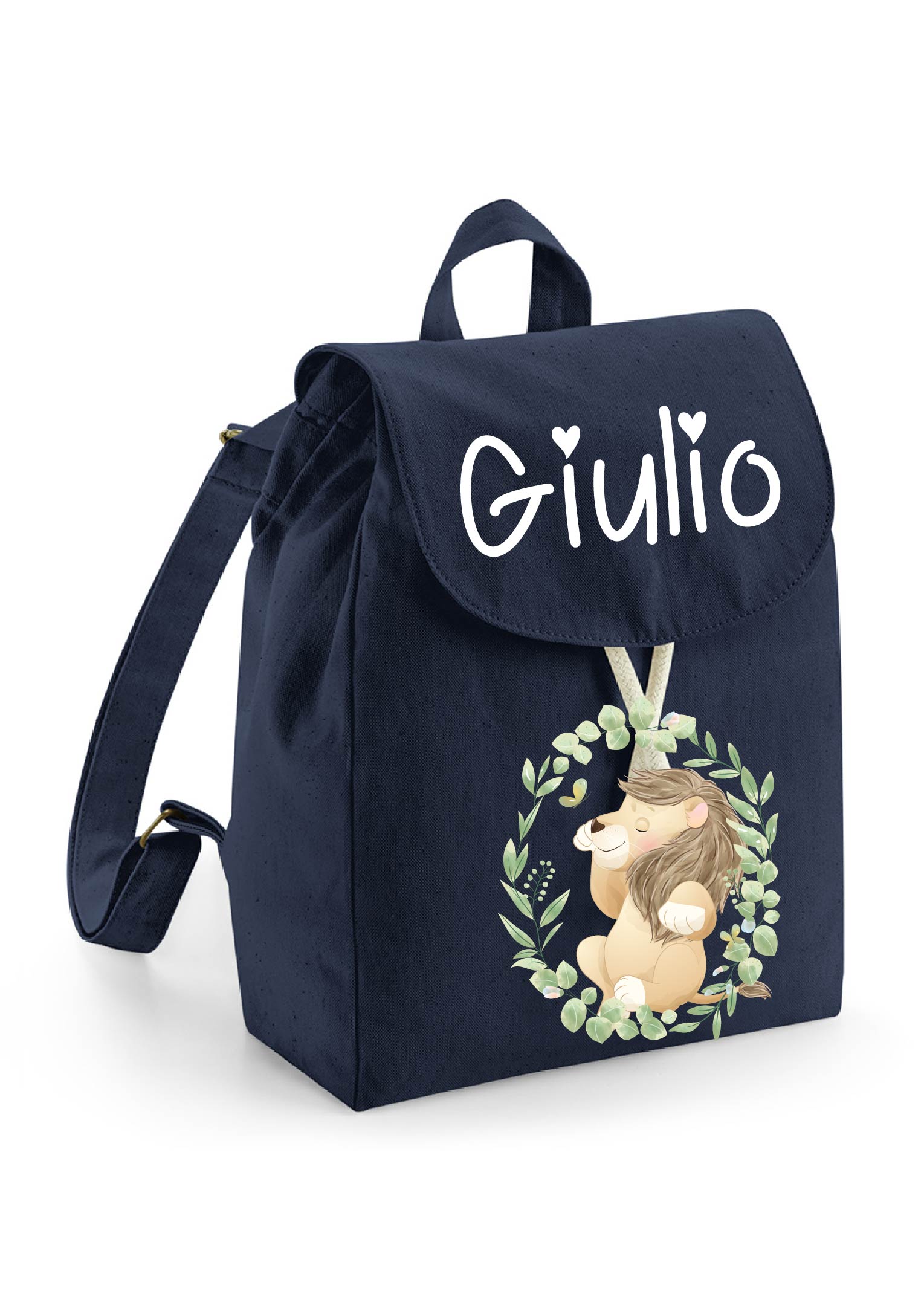 Mini Zaino in cotone Leone in cornice - Be Brave Boutique