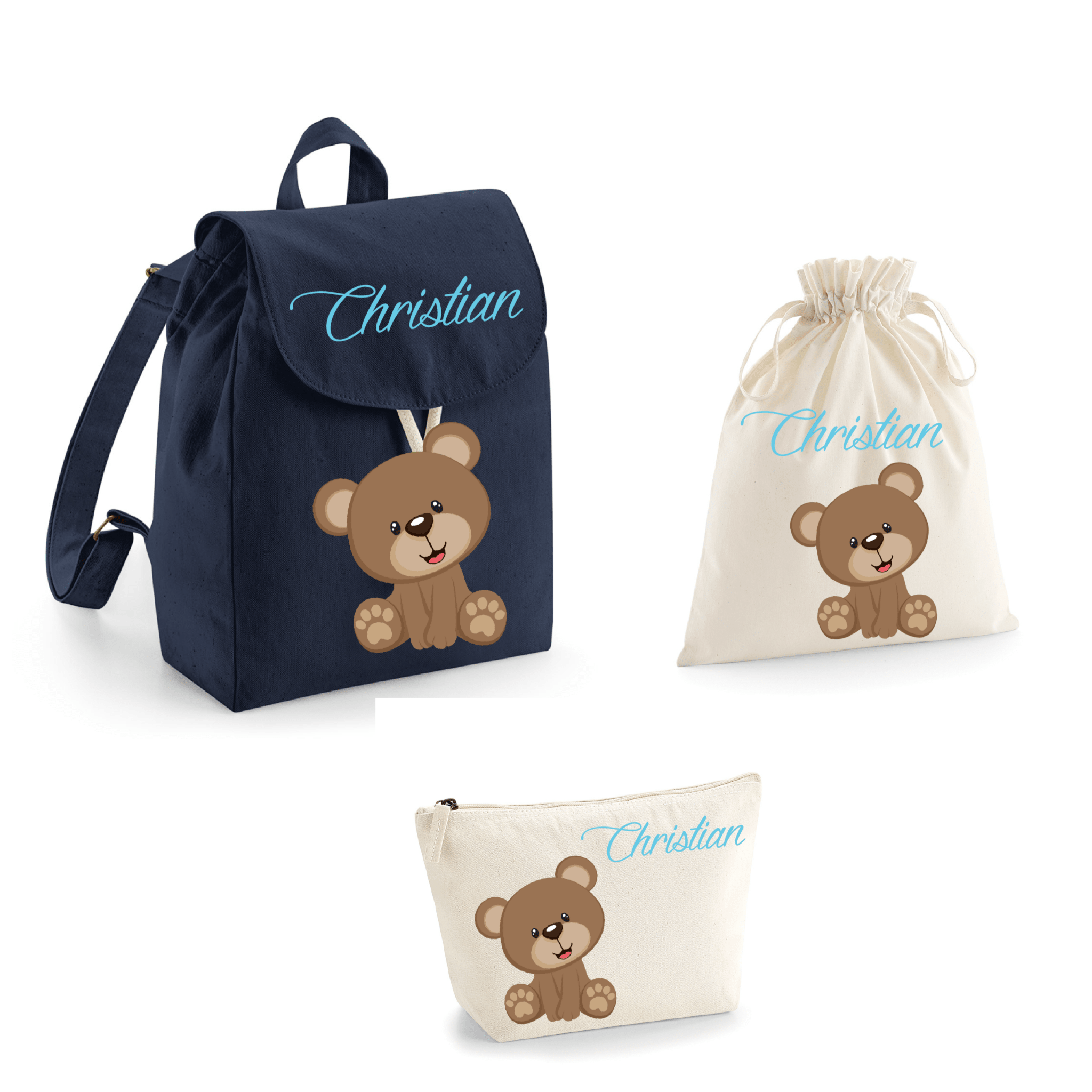 Set asilo Mini Zaino, Sacchetto cambi e beauty Orsetto - Be Brave Boutique