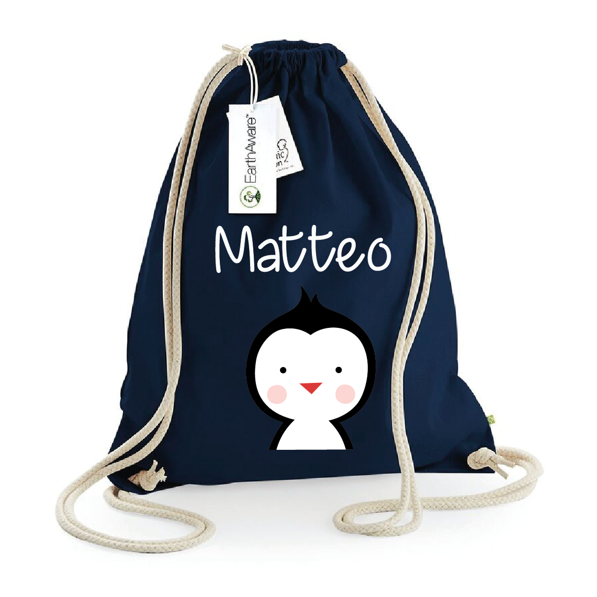 Zaino a sacca in cotone pesante Pinguino - Be Brave Boutique