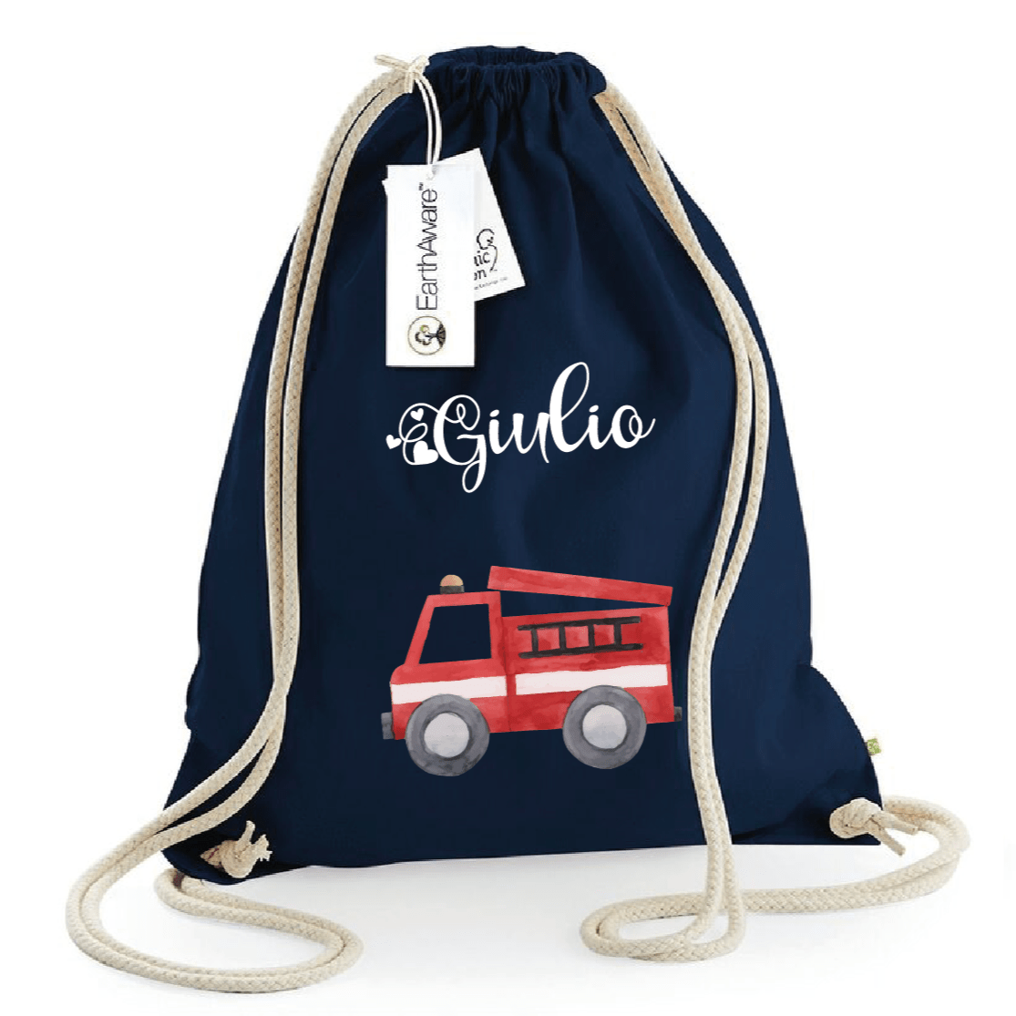 Zaino a sacca in cotone pesante Pompieri - Be Brave Boutique