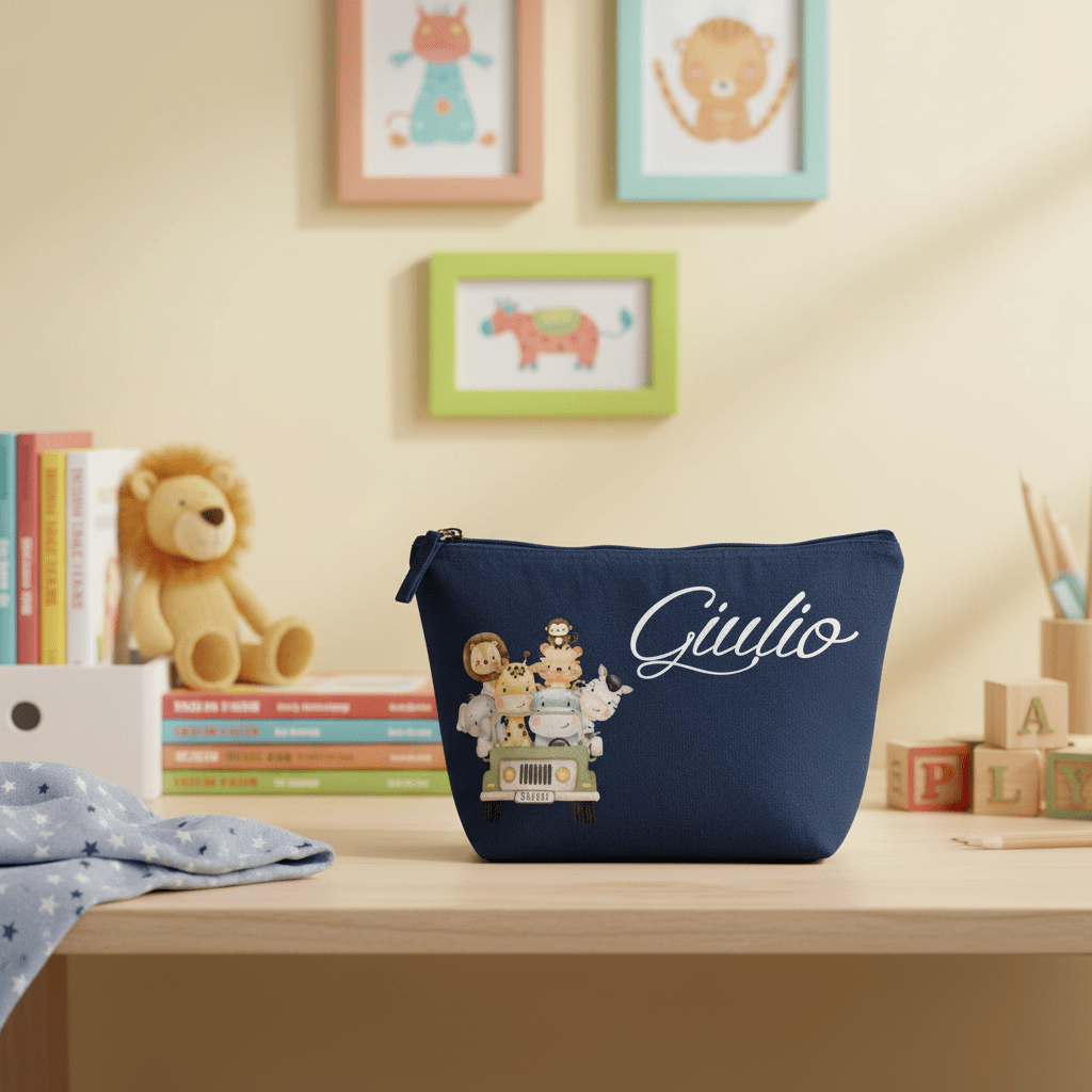 Pochette Neonato Personalizzata con Nome – Beauty Bambino Safari Verde
