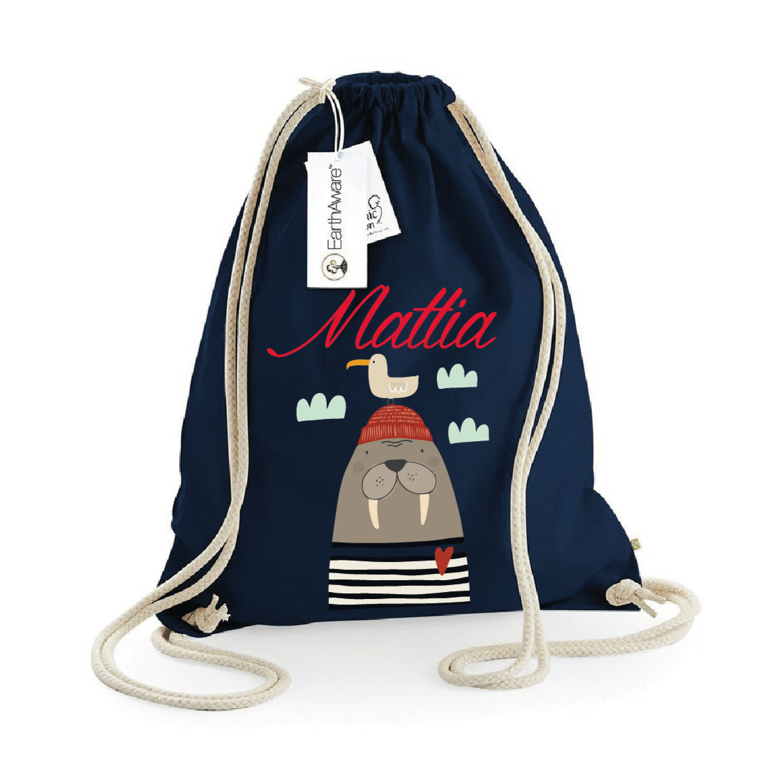 Zaino a sacca in cotone pesante Tricheco - Be Brave Boutique