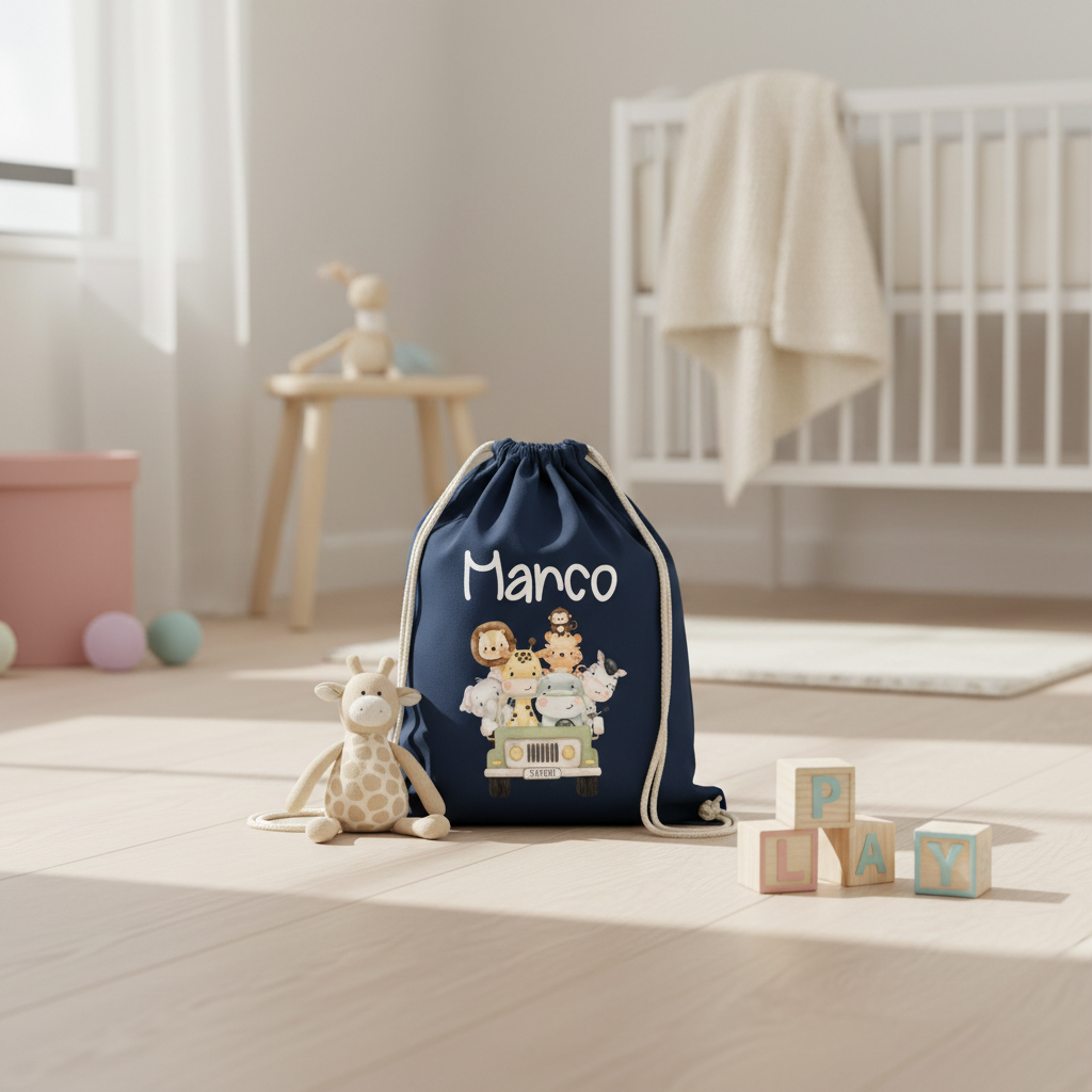 Zaino a sacca in cotone pesante Safari Verde - Be Brave Boutique