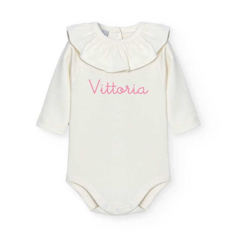 Body a manica lunga colletto Panna Personalizzabile