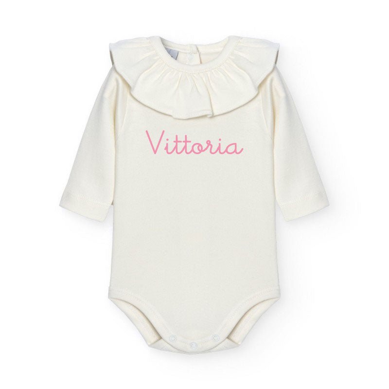 Body a manica lunga colletto Panna Personalizzabile