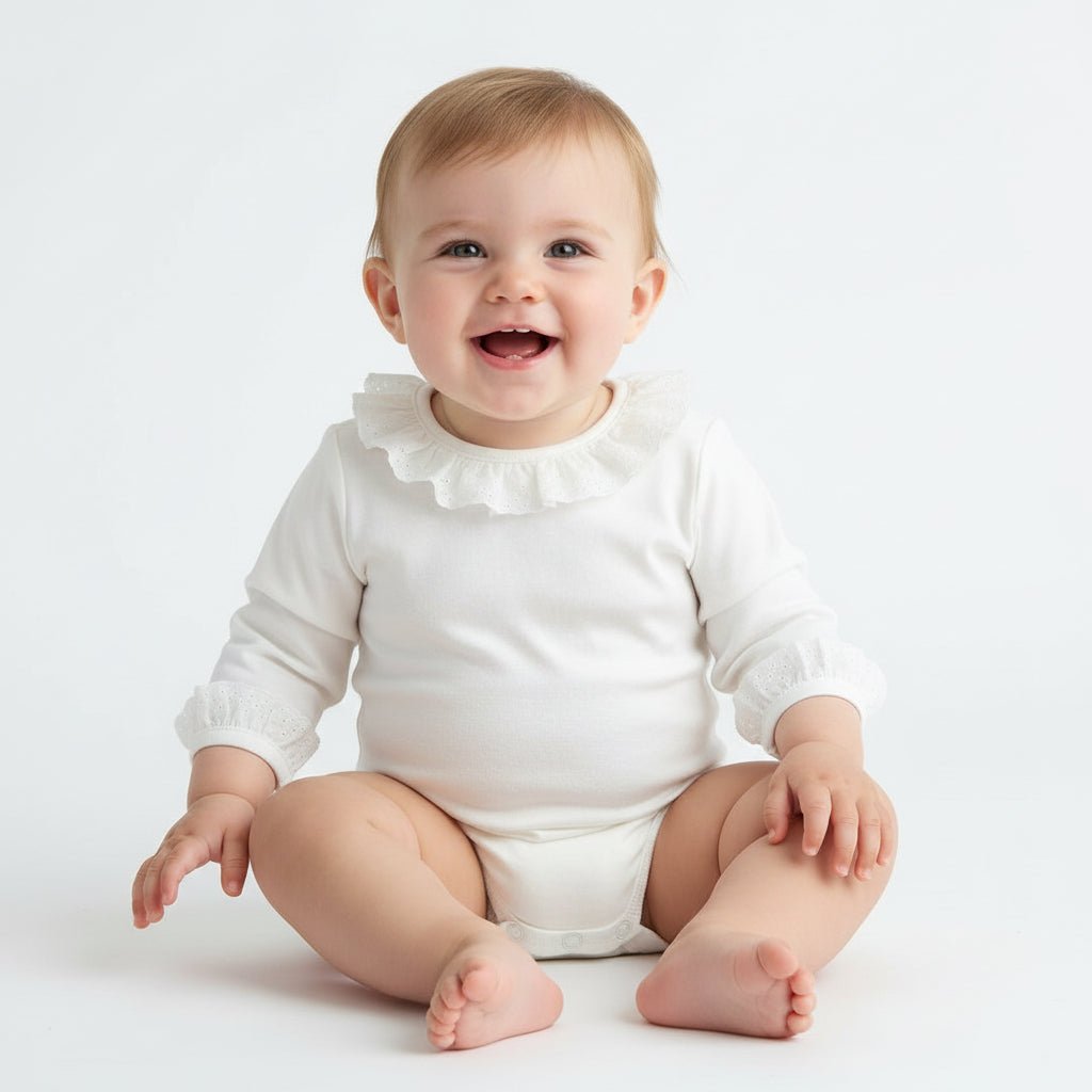 Body a manica lunga colletto ricamato personalizzabile Panna - Be Brave Boutique