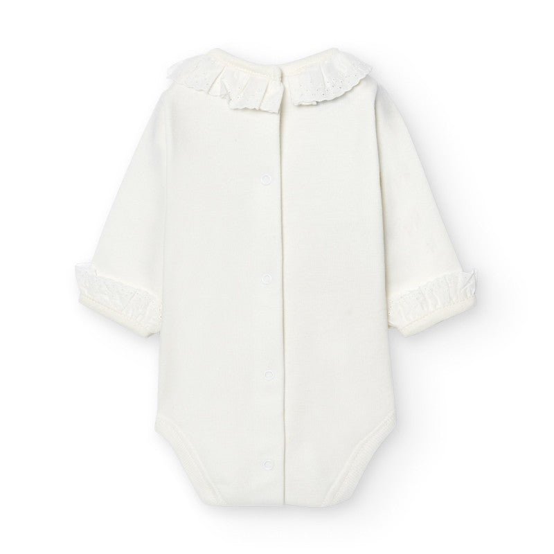 Body a manica lunga colletto ricamato personalizzabile Panna - Be Brave Boutique