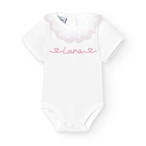 Body in cotone manica corta con colletto lavorato Rosa - Be Brave Boutique