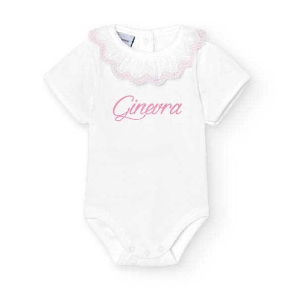 Body in cotone manica corta con colletto lavorato Rosa - Be Brave Boutique