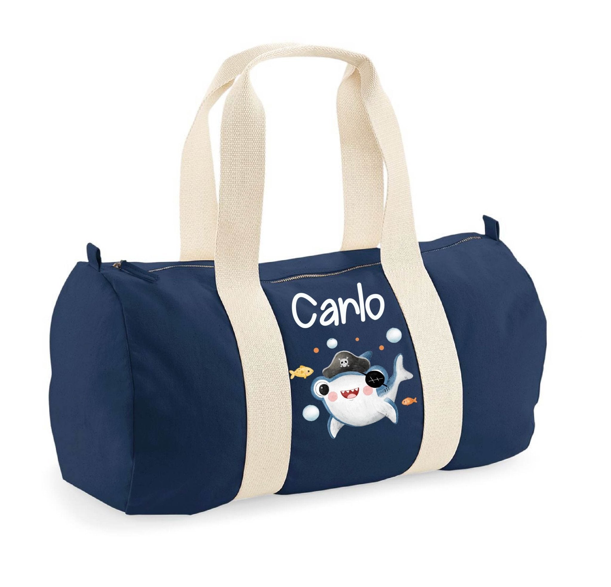 Borsone in cotone canvas personalizzato Baby Shark - Be Brave Boutique