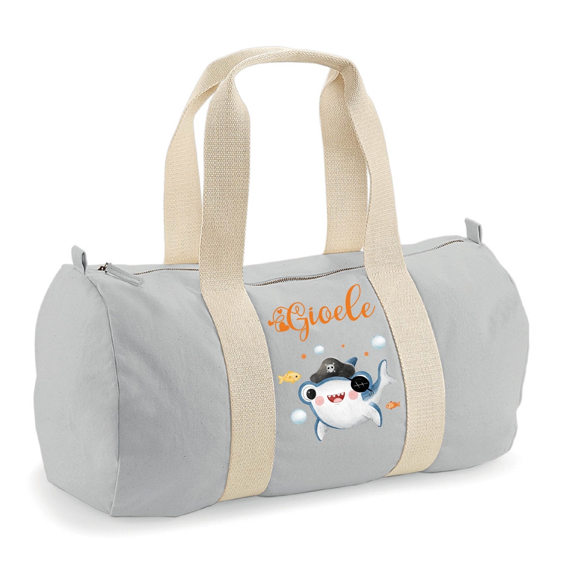 Borsone in cotone canvas personalizzato Baby Shark - Be Brave Boutique