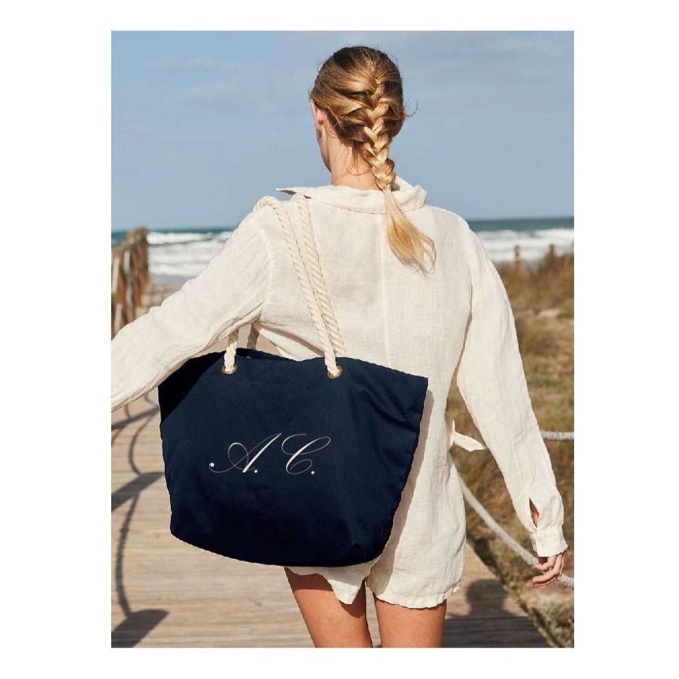 Borsa mare in cotone con manici intrecciati personalizzabile - Be Brave Boutique