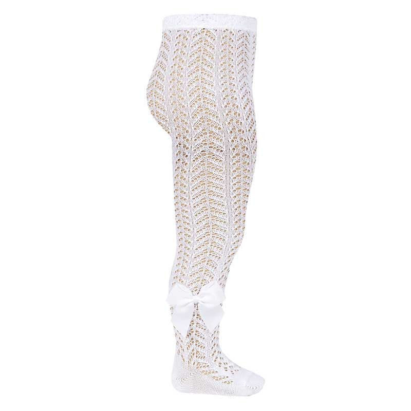 Calzamaglia Condor traforata con fiocco grosgrain BIANCO