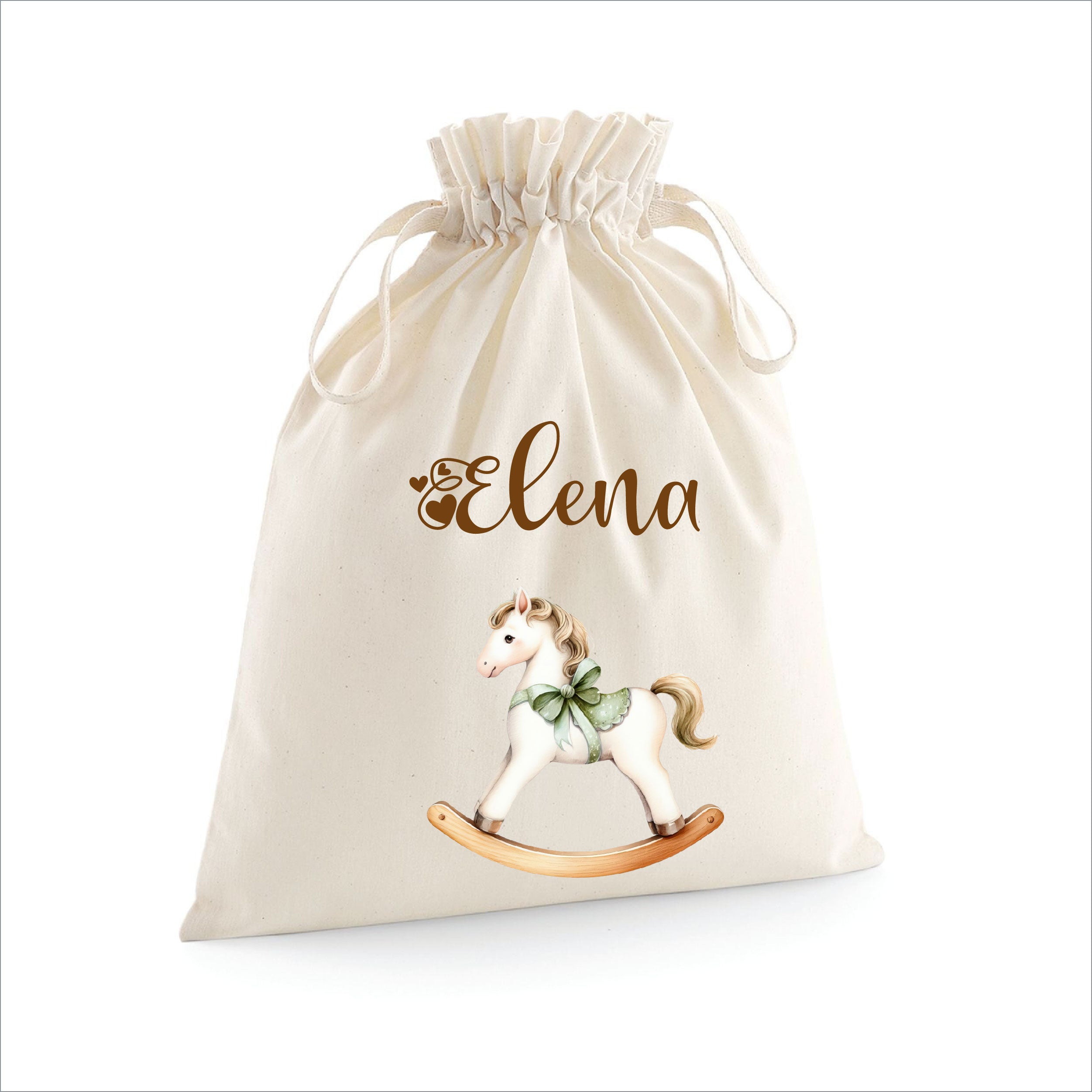 Sacchetti primi cambi personalizzabili Cavallino a Dondolo Verde - Be Brave Boutique