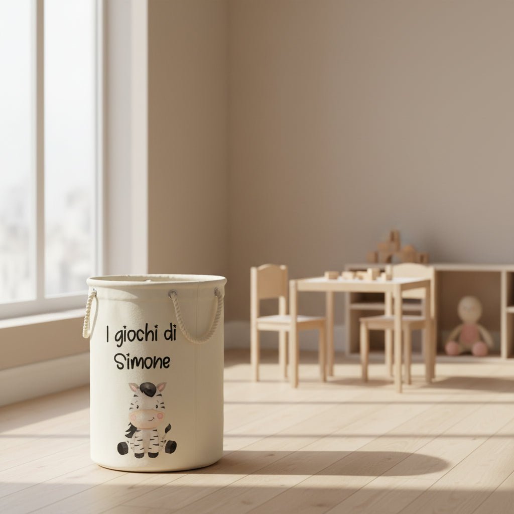 Cesta Porta giochi personalizzabile Zebra - Be Brave Boutique