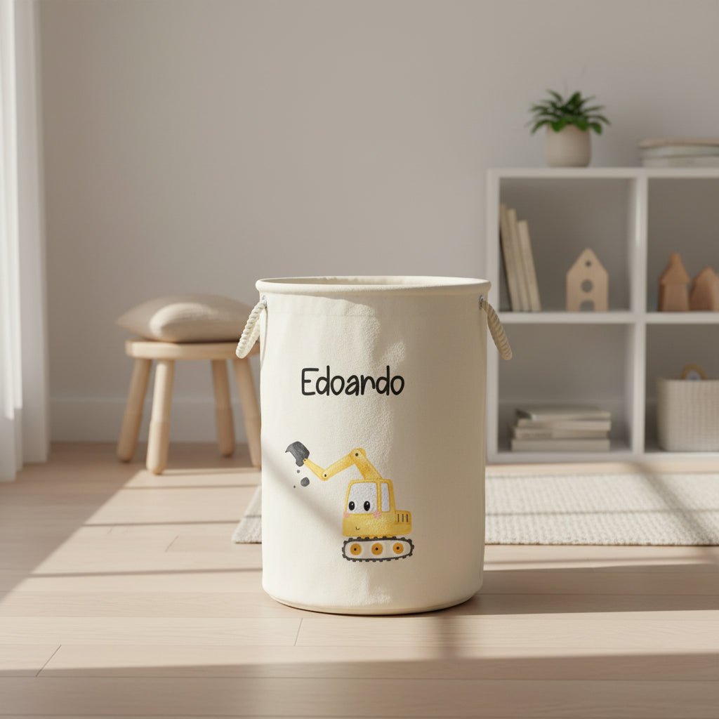 Cesta Porta giochi personalizzabile Escavatore - Be Brave Boutique