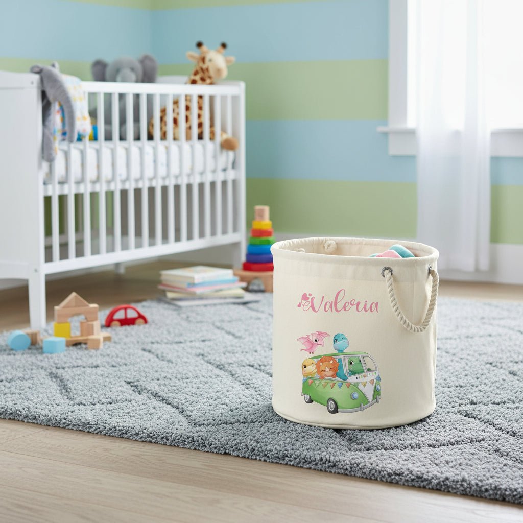 Cesta Porta giochi personalizzabile Cute Dino - Be Brave Boutique