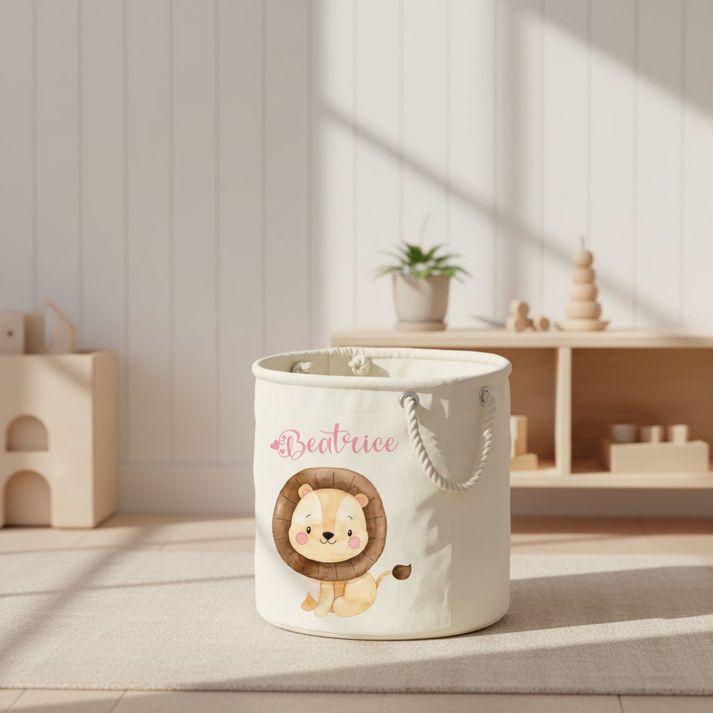 Cesta Porta giochi personalizzabile Leone Cucciolo - Be Brave Boutique