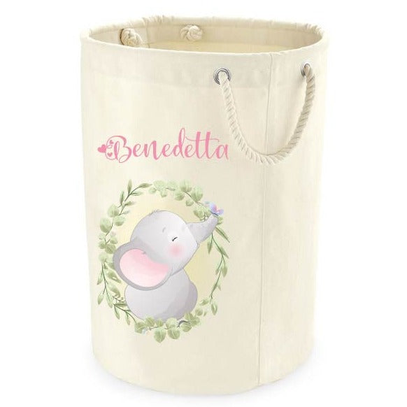 Cesta Porta giochi personalizzabile Elefantino in cornice - Be Brave Boutique