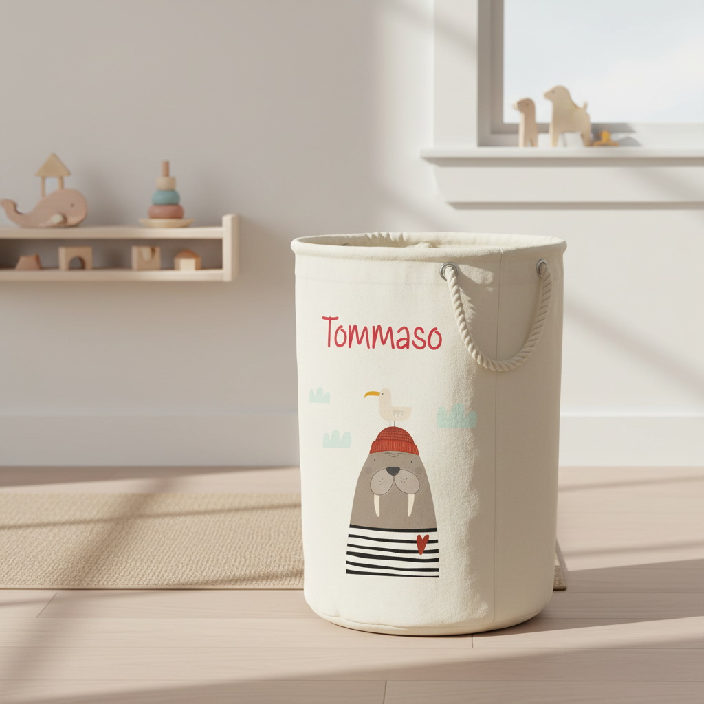 Cesta Porta giochi personalizzabile Tricheco - Be Brave Boutique