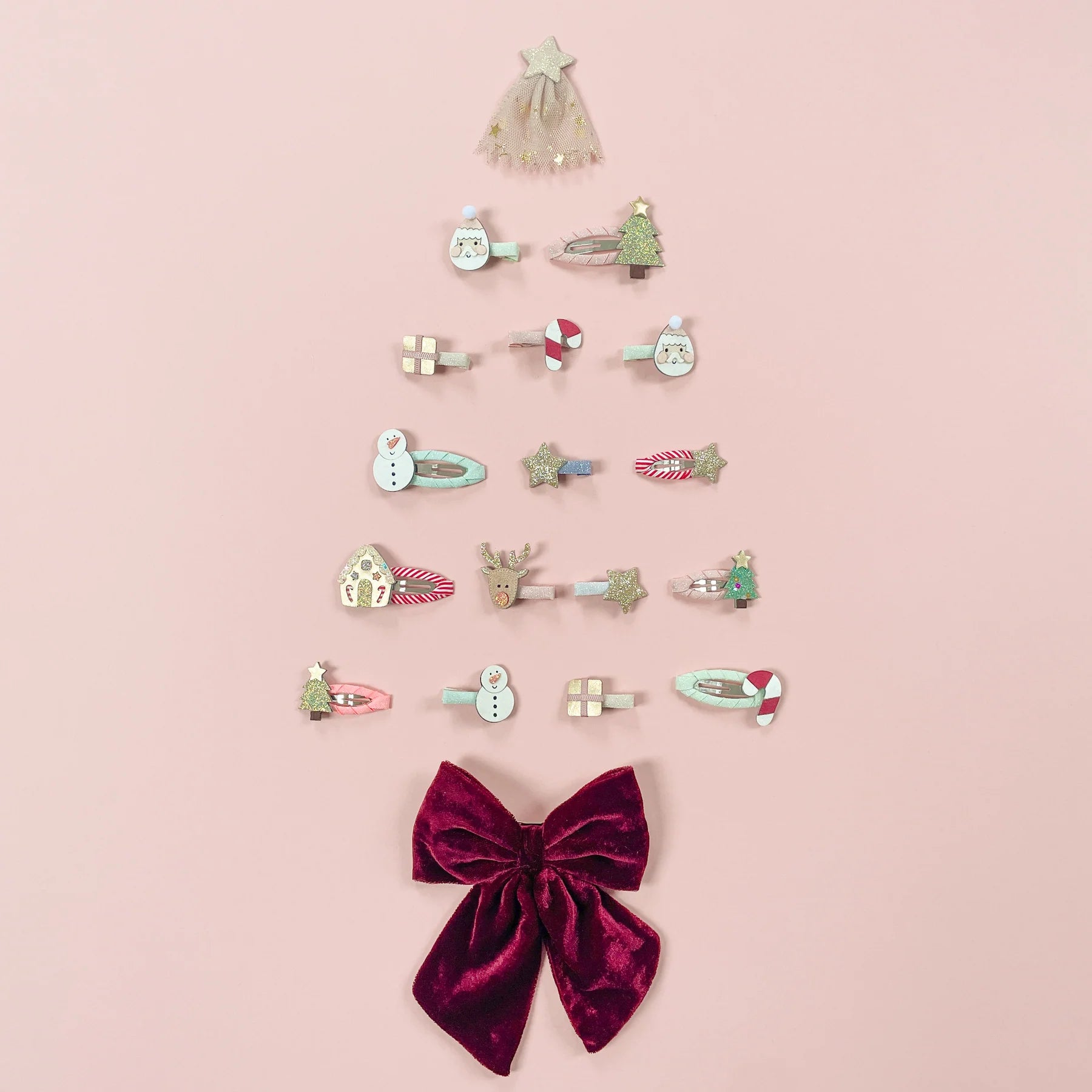 Mini Clip per Capelli di Natale Albero-Stella-Bastoncino - Be Brave Boutique