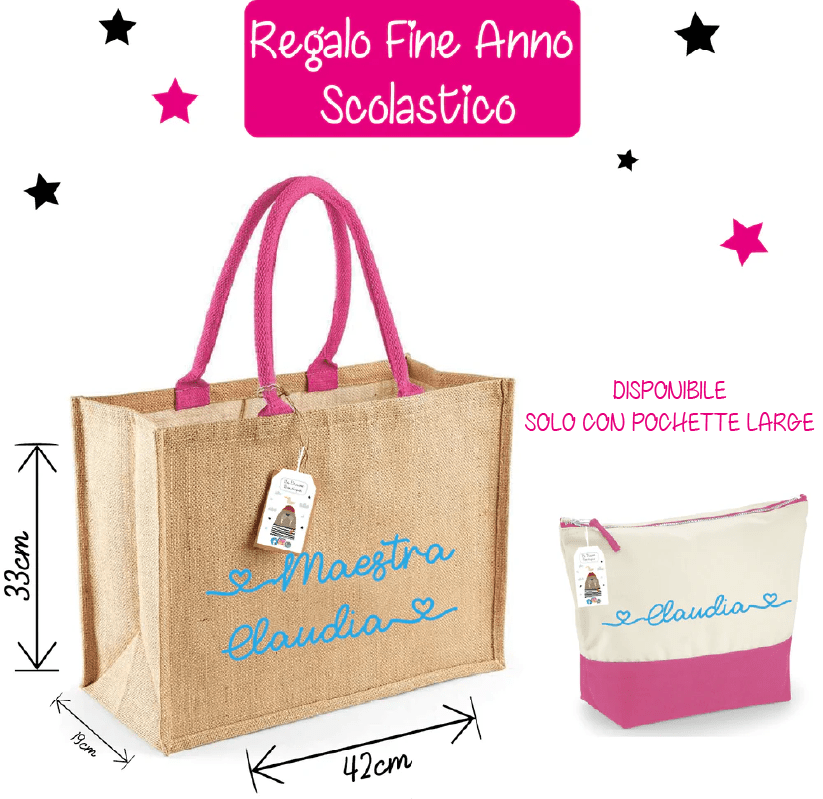 Combo idea regalo Maestre Borsa Nat-Fucsia più Beauty Large abbinato Personalizzabile - Be Brave Boutique