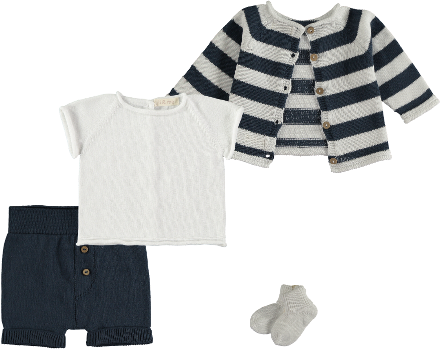 Maglioncino/cardigan Manley righe ice-Blu - Be Brave Boutique