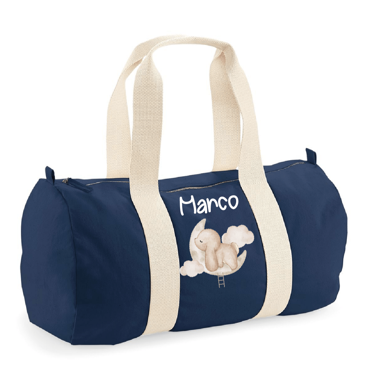 Borsone in cotone canvas personalizzato Coniglietto su Nuvola - Be Brave Boutique