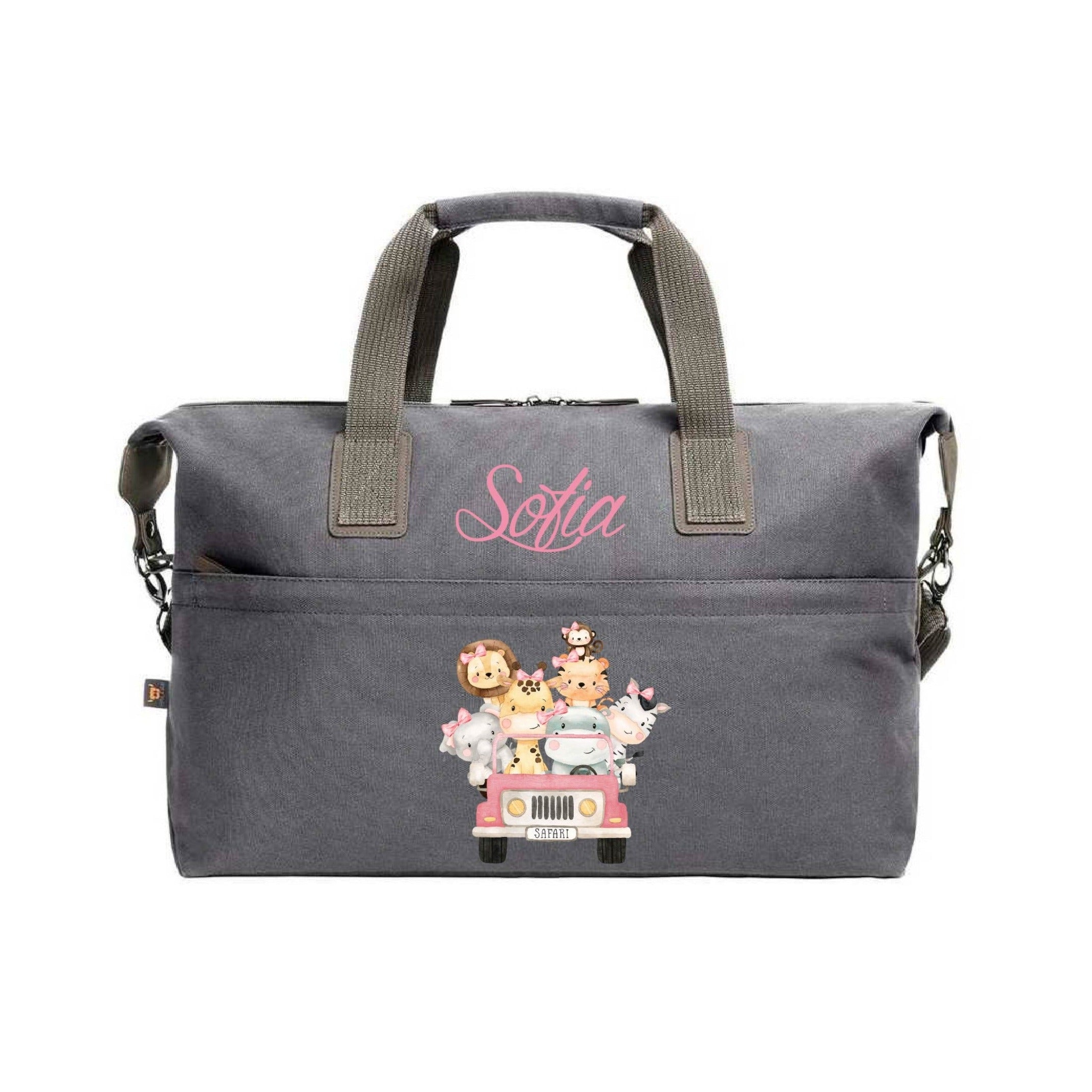 BORSONE IN COTONE PERSONALIZZATO SAFARI Rosa - Be Brave Boutique