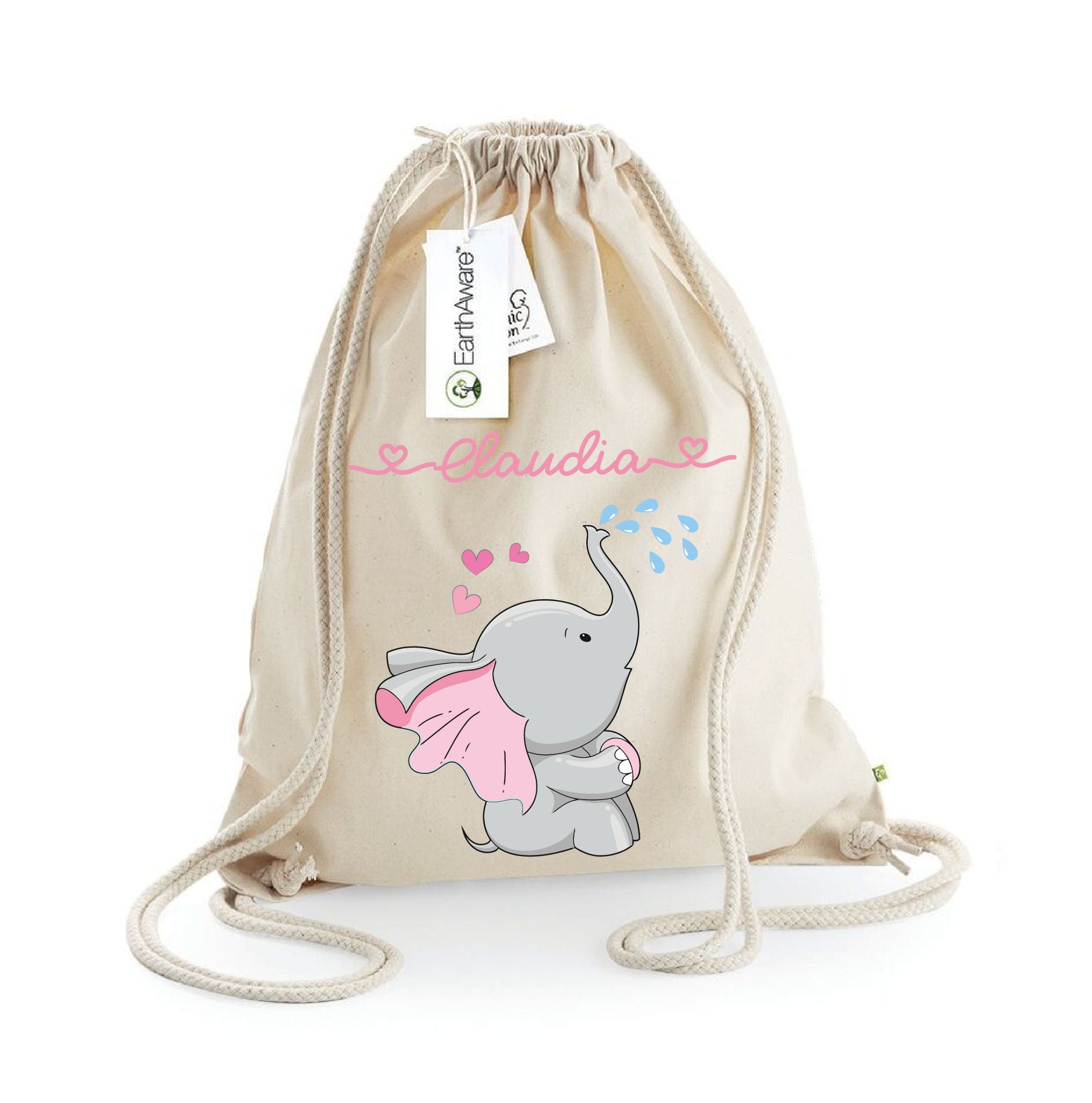 Zaino a sacca in cotone pesante Elefantina Gocce - Be Brave Boutique