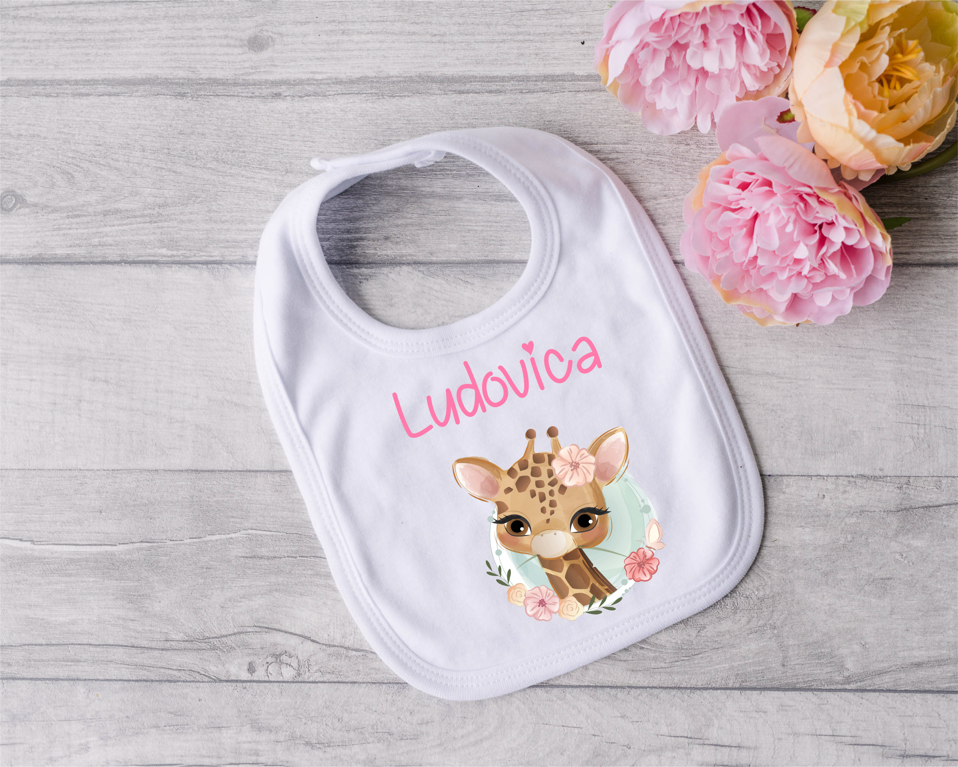 Bavaglino in Cotone organico Giraffa personalizzabile - Be Brave Boutique