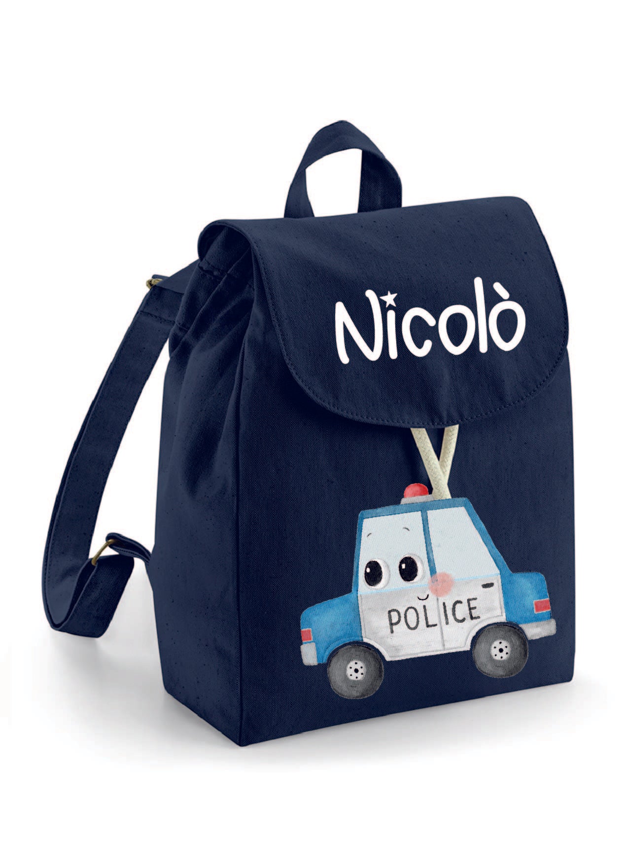 Mini Zaino in cotone Macchina Polizia - Be Brave Boutique