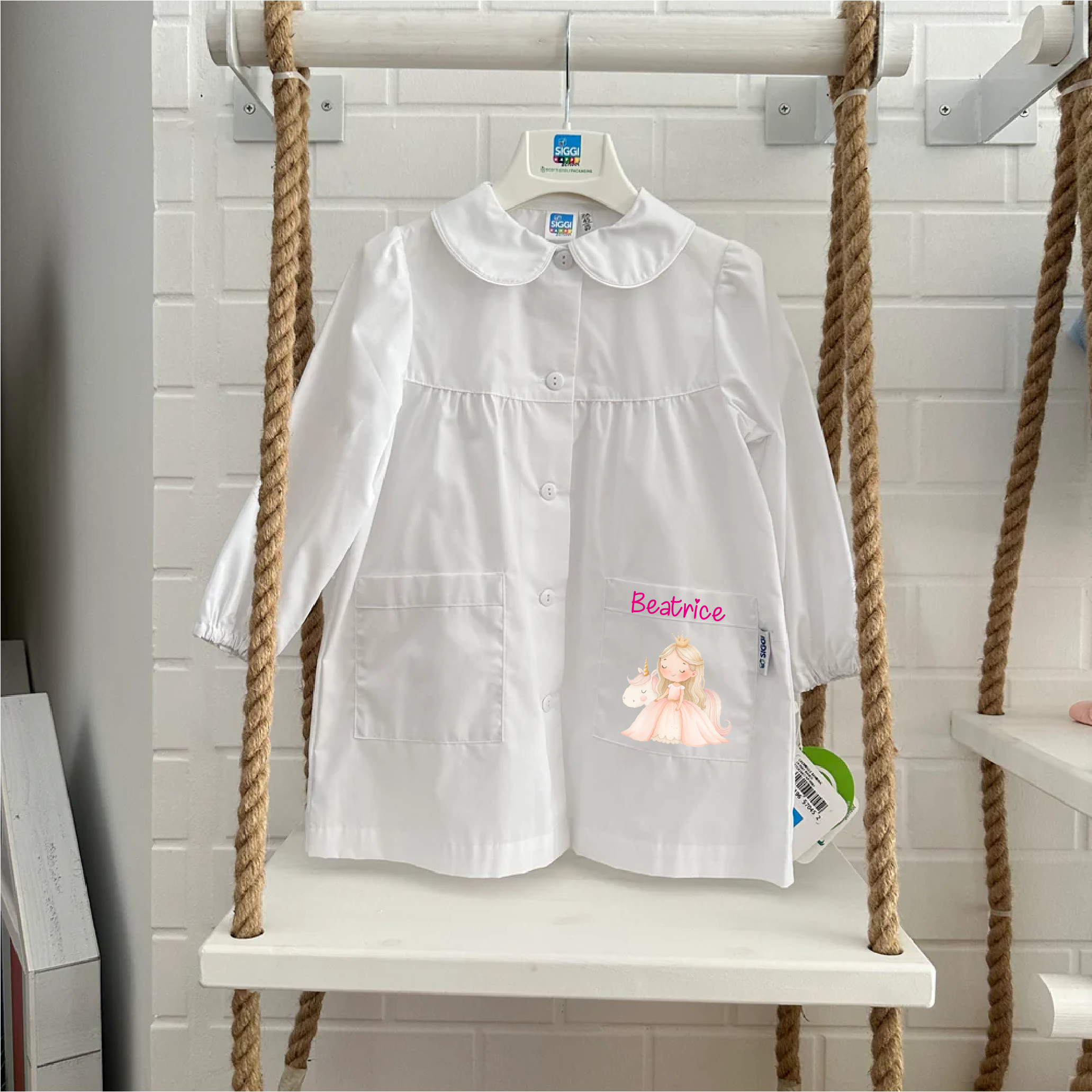 Grembiule Siggi Bimba Principessa Unicorno Personalizzabile con nome - Be Brave Boutique
