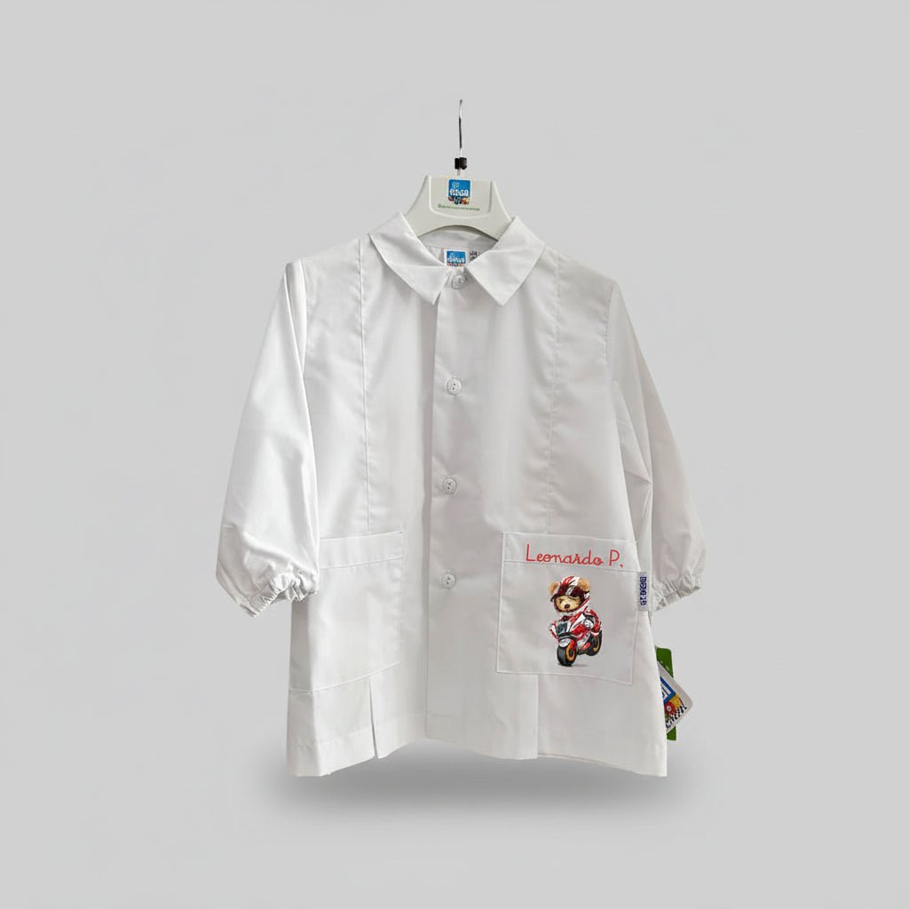 Grembiule Siggi Orsetto in Moto Personalizzabile con nome - Be Brave Boutique