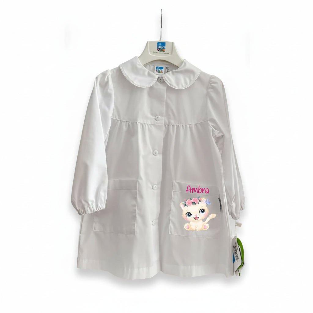 Grembiule Siggi Bimba Personalizzabile con nome e Gattina - Be Brave Boutique