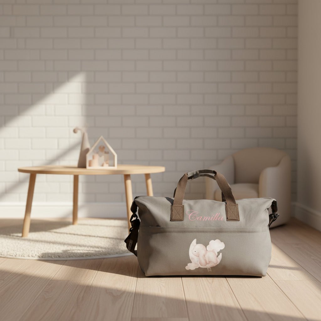 Borsa Multifunzionale adattabile al Passeggino e Personalizzabile Coniglietto su Nuvola - Be Brave Boutique