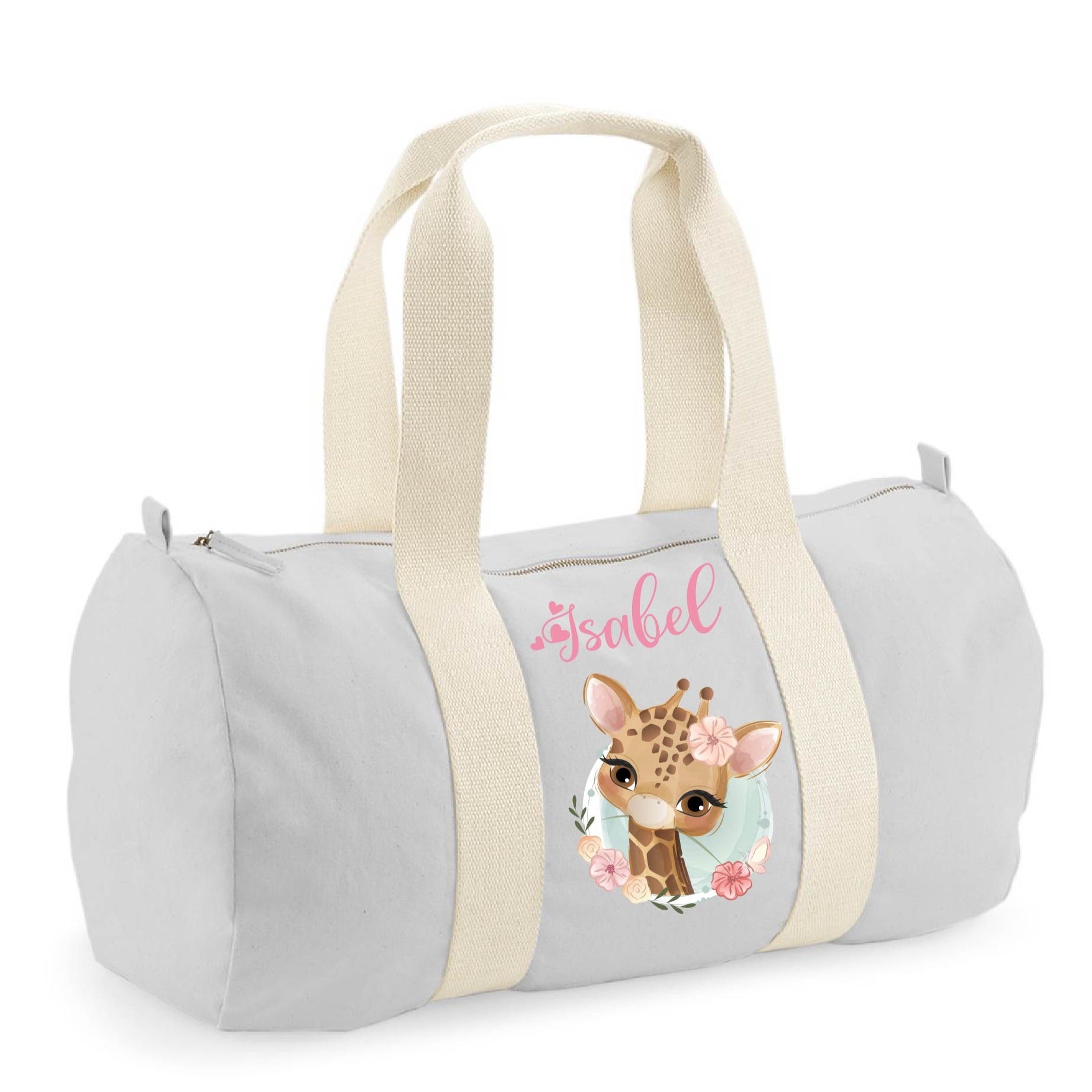 Borsone Baby in cotone canvas stampa Giraffa personalizzato con nome - Be Brave Boutique