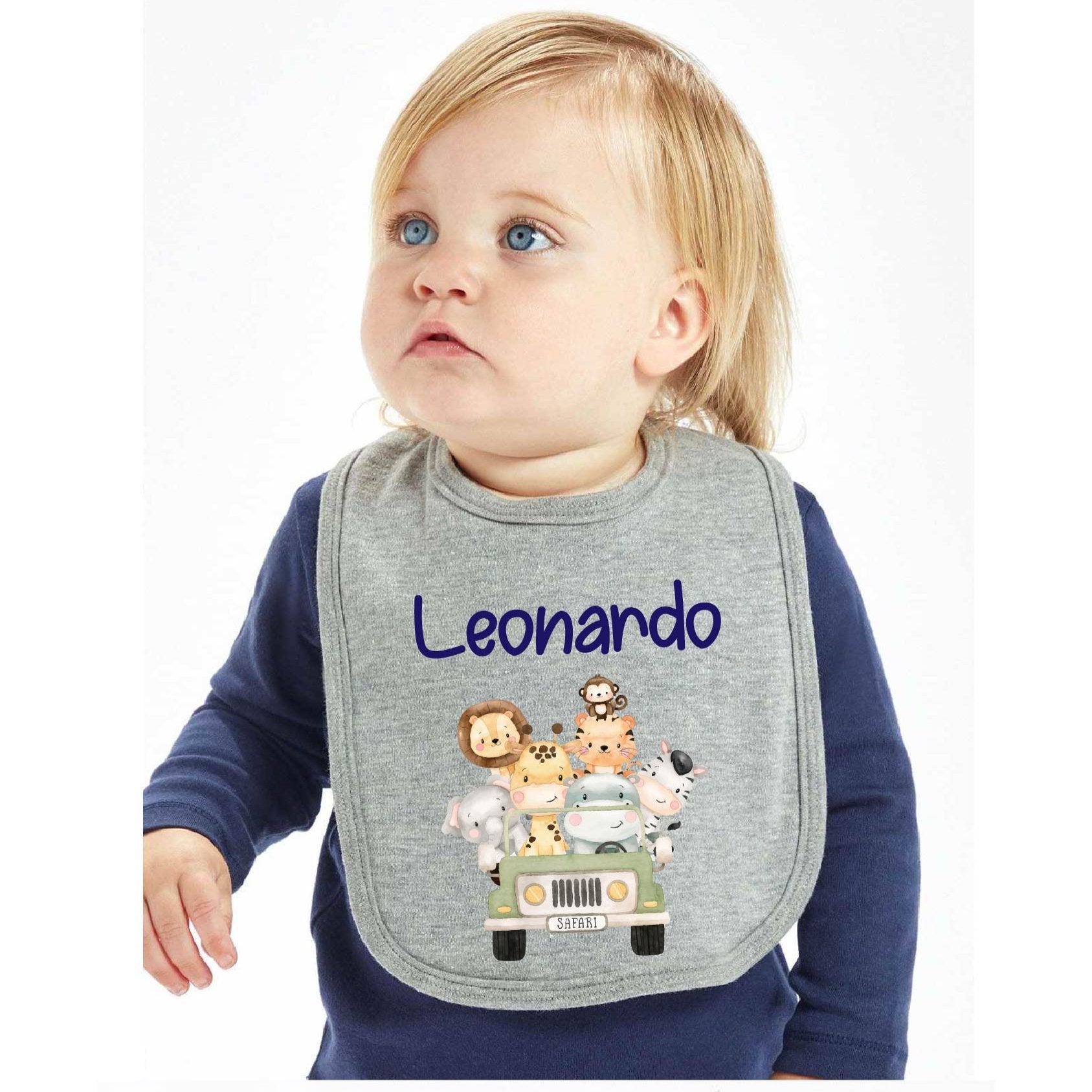 Bavaglino Personalizzato con nome tema Safari - Be Brave Boutique