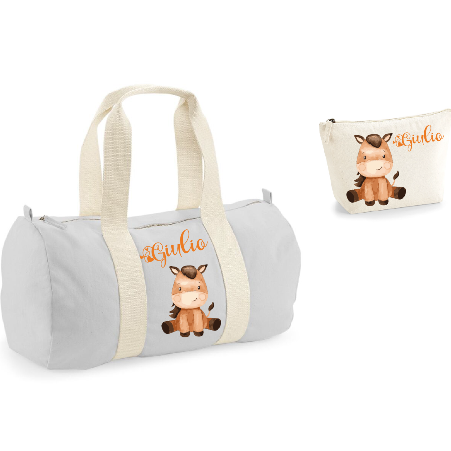 Borsone e pochette Large in cotone personalizzabile Baby Horse - Be Brave Boutique