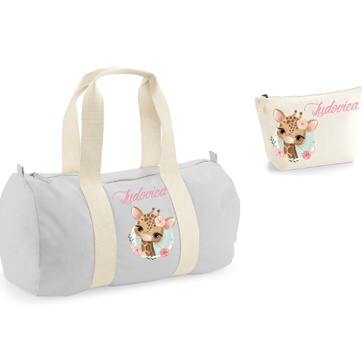 Borsone pochette in cotone personalizzabile Dolce Giraffa - Be Brave Boutique